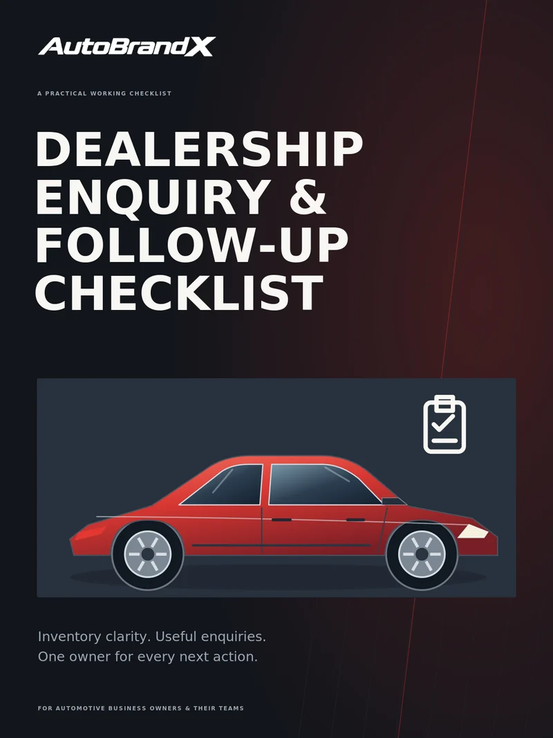 Cover: Dealership enquiry & follow-up checklist